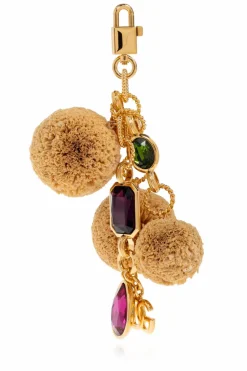 Dolce & Gabbana beżowy Brelok z pomponami