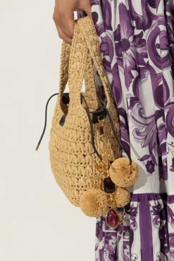 Dolce & Gabbana beżowy Brelok z pomponami