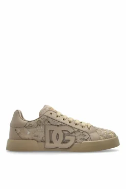 Dolce & Gabbana beżowy Buty sportowe z koronkową wstawką