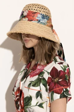 Dolce & Gabbana beżowy Kapelusz z jedwabną wstążką