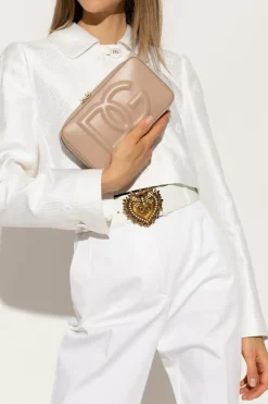 Dolce & Gabbana beżowy Skórzana torba na ramię