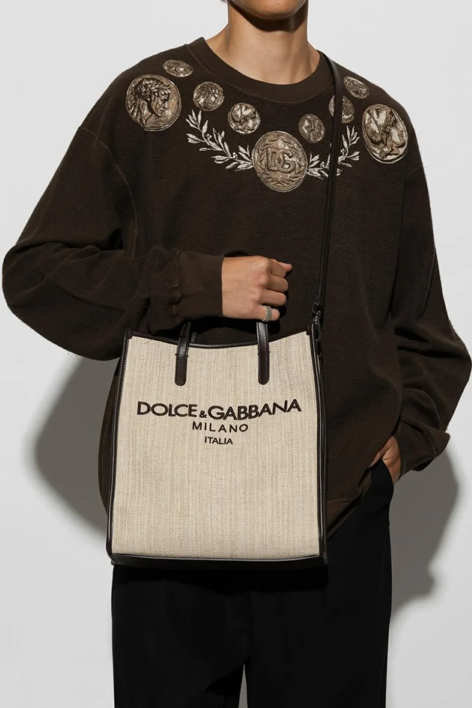 Dolce & Gabbana beżowy Torba typu ‘shopper’ z logo
