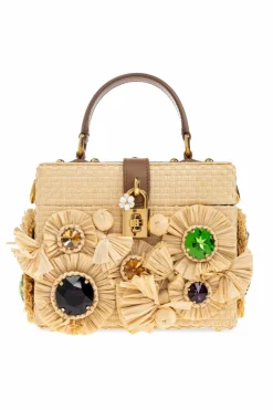 Dolce & Gabbana beżowy Torba do ręki z połyskującymi aplikacjami