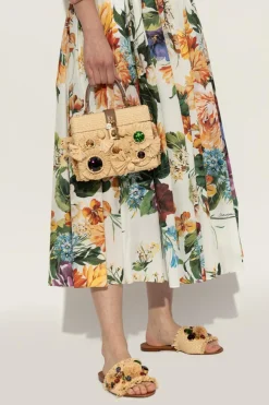 Dolce & Gabbana beżowy Torba do ręki z połyskującymi aplikacjami