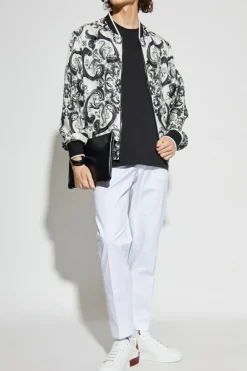 Dolce & Gabbana BIAŁY Bawełniane spodnie z wyszytym logo
