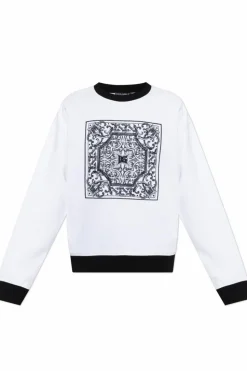 Dolce & Gabbana BIAŁY Bluza z wyszytym wzorem `Majolica`