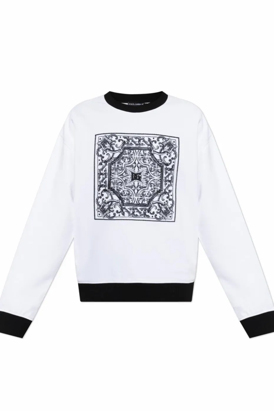 Dolce & Gabbana BIAŁY Bluza z wyszytym wzorem `Majolica`
