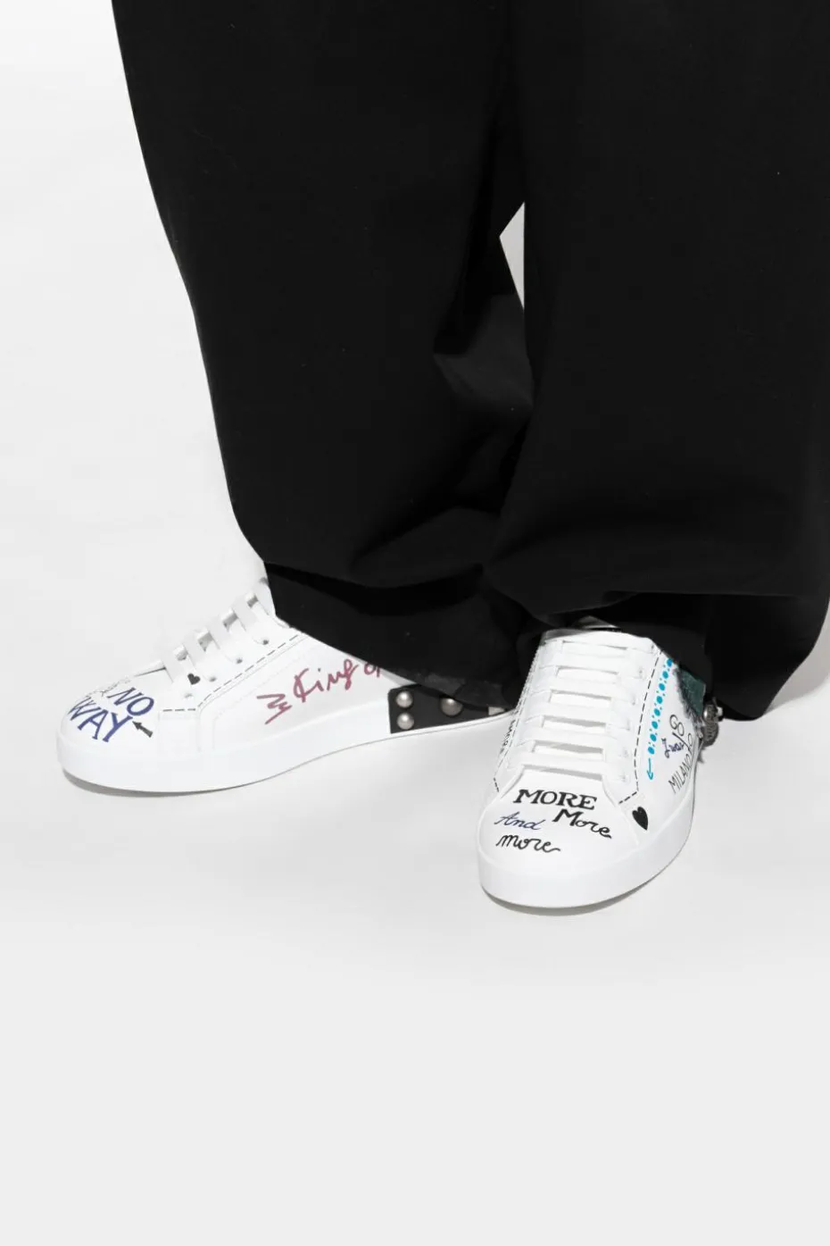 Dolce & Gabbana BIAŁY Buty sportowe `Portofino` z aplikacjami