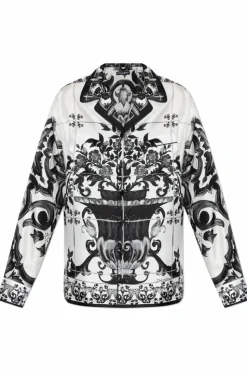 Dolce & Gabbana BIAŁY Jedwabna koszula z motywem kwiatowym