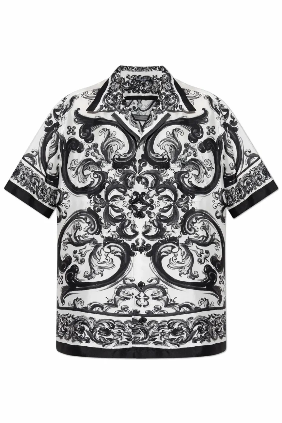 Dolce & Gabbana BIAŁY Jedwabna koszula z krótkimi rękawami