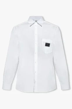 Dolce & Gabbana BIAŁY Koszula z naszywką z logo