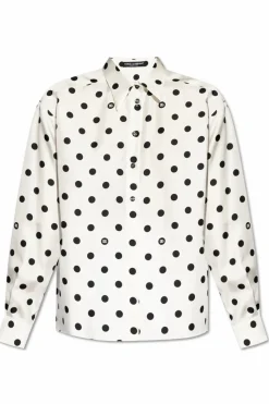 Dolce & Gabbana BIAŁY Koszula ze wzorem w grochy.