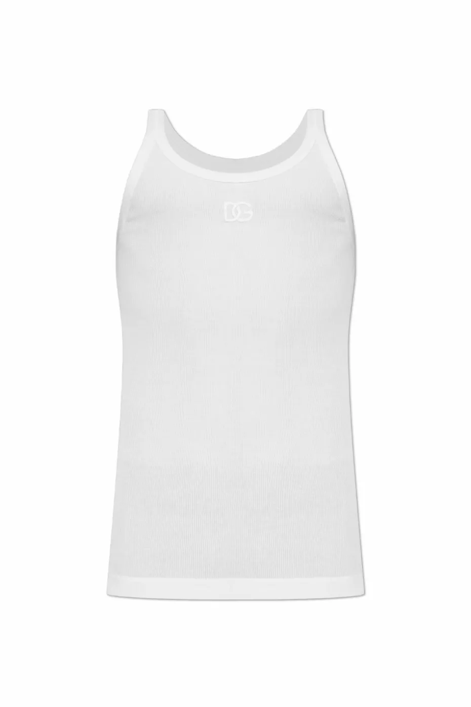 Dolce & Gabbana BIAŁY Prążkowany t-shirt bez rękawów