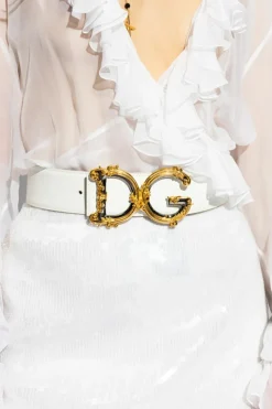 Dolce & Gabbana BIAŁY Skórzany pasek