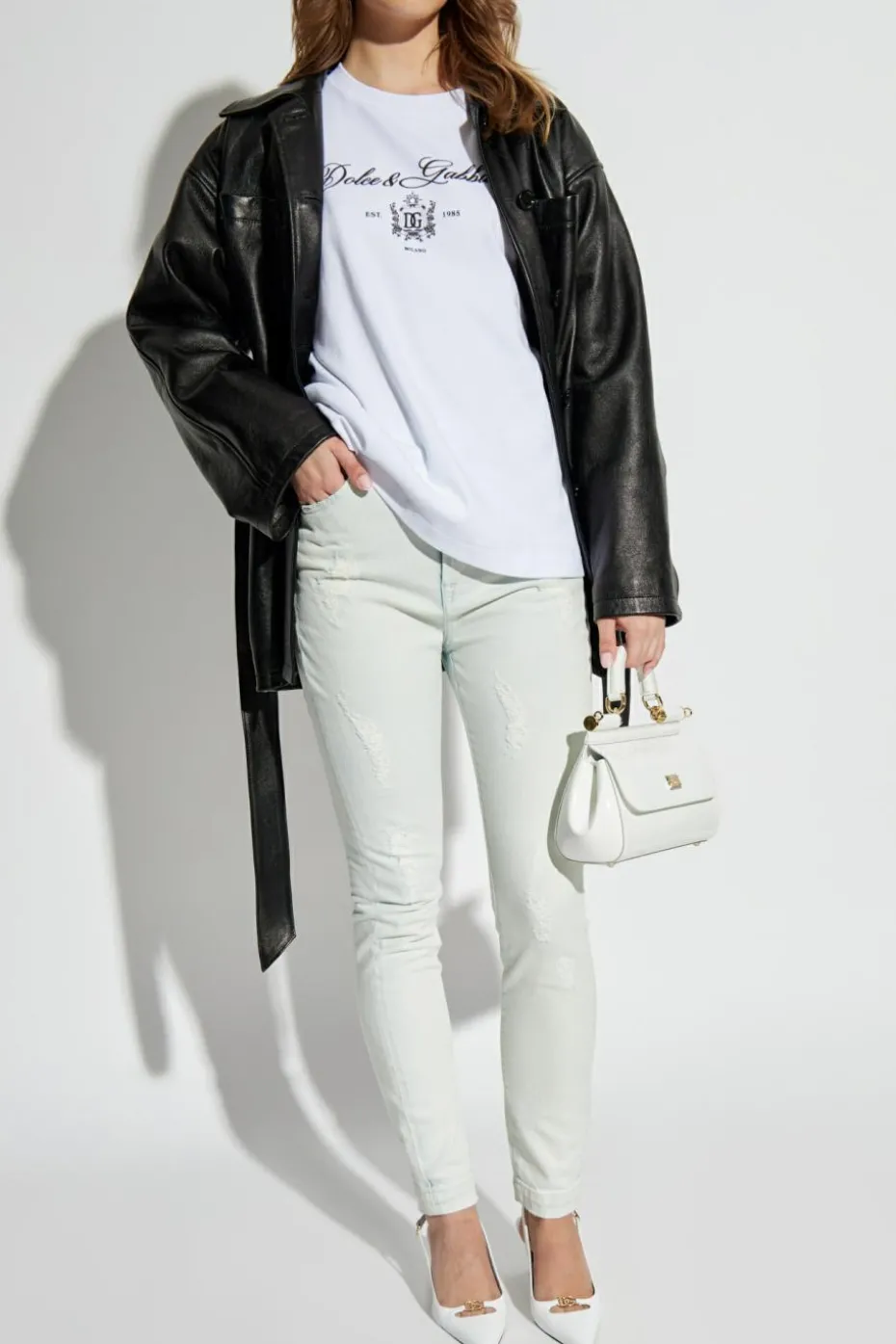 Dolce & Gabbana BIAŁY T-shirt z logo