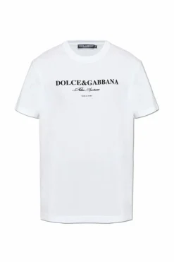Dolce & Gabbana BIAŁY T-shirt z nadrukowanym logo