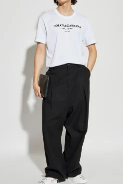 Dolce & Gabbana BIAŁY T-shirt z nadrukowanym logo