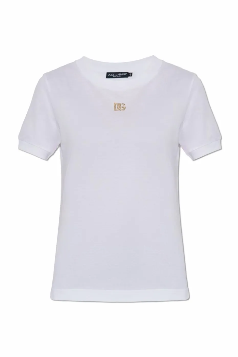 Dolce & Gabbana BIAŁY T-shirt z aplikacją w kształcie logo