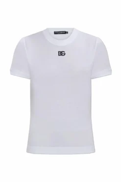 Dolce & Gabbana BIAŁY T-shirt z wyszytym logo