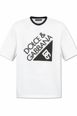 Dolce & Gabbana BIAŁY T-shirt z nadrukowanym logo