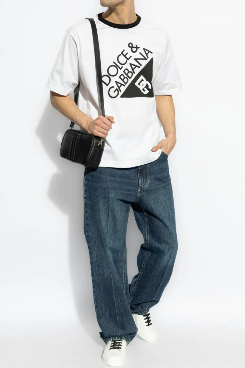 Dolce & Gabbana BIAŁY T-shirt z nadrukowanym logo