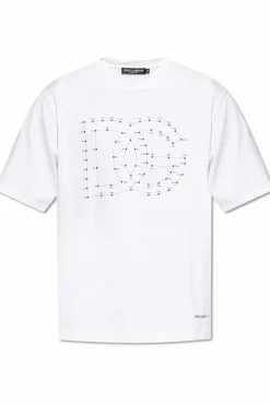 Dolce & Gabbana BIAŁY T-shirt z nadrukowanym logo
