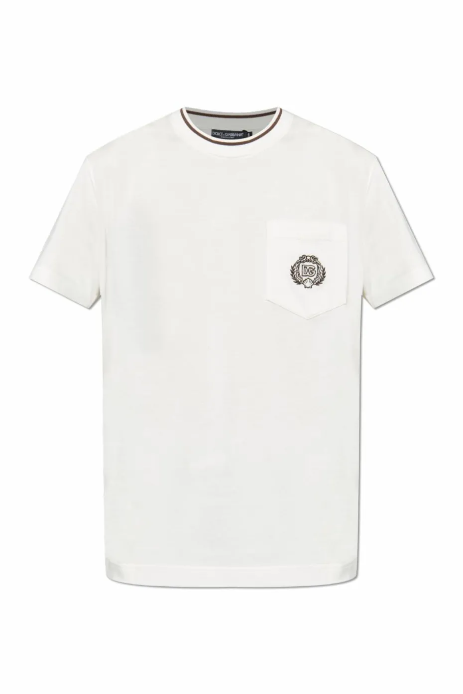 Dolce & Gabbana BIAŁY T-shirt z kieszenią