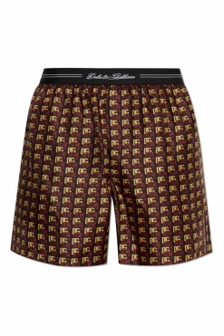 Dolce & Gabbana BRĄZOWY Jedwabne szorty