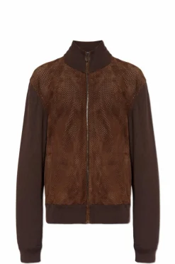 Dolce & Gabbana BRĄZOWY Kurtka z zamszowym przodem