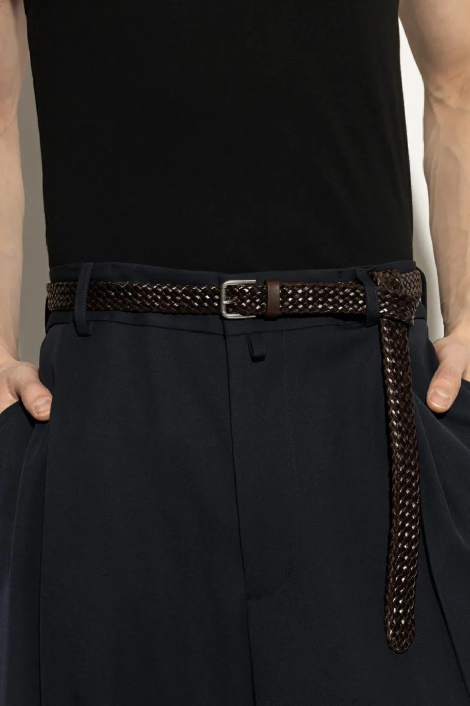 Dolce & Gabbana BRĄZOWY Skórzany pasek