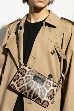 Dolce & Gabbana BRĄZOWY Torba na ramię z motywem zwierzęcym