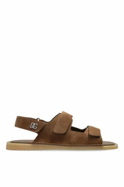 Dolce & Gabbana BRĄZOWY Zamszowe sandały