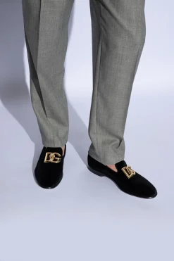 Dolce & Gabbana CZARNY Aksamitne buty typu ‘loafers’