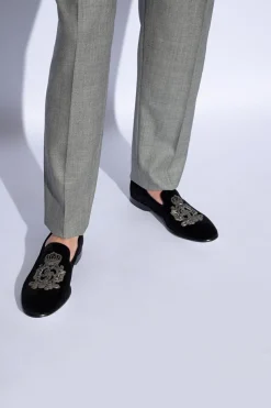 Dolce & Gabbana CZARNY Aksamitne buty typu ‘loafers’