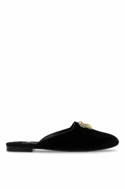 Dolce & Gabbana CZARNY Aksamitne klapki