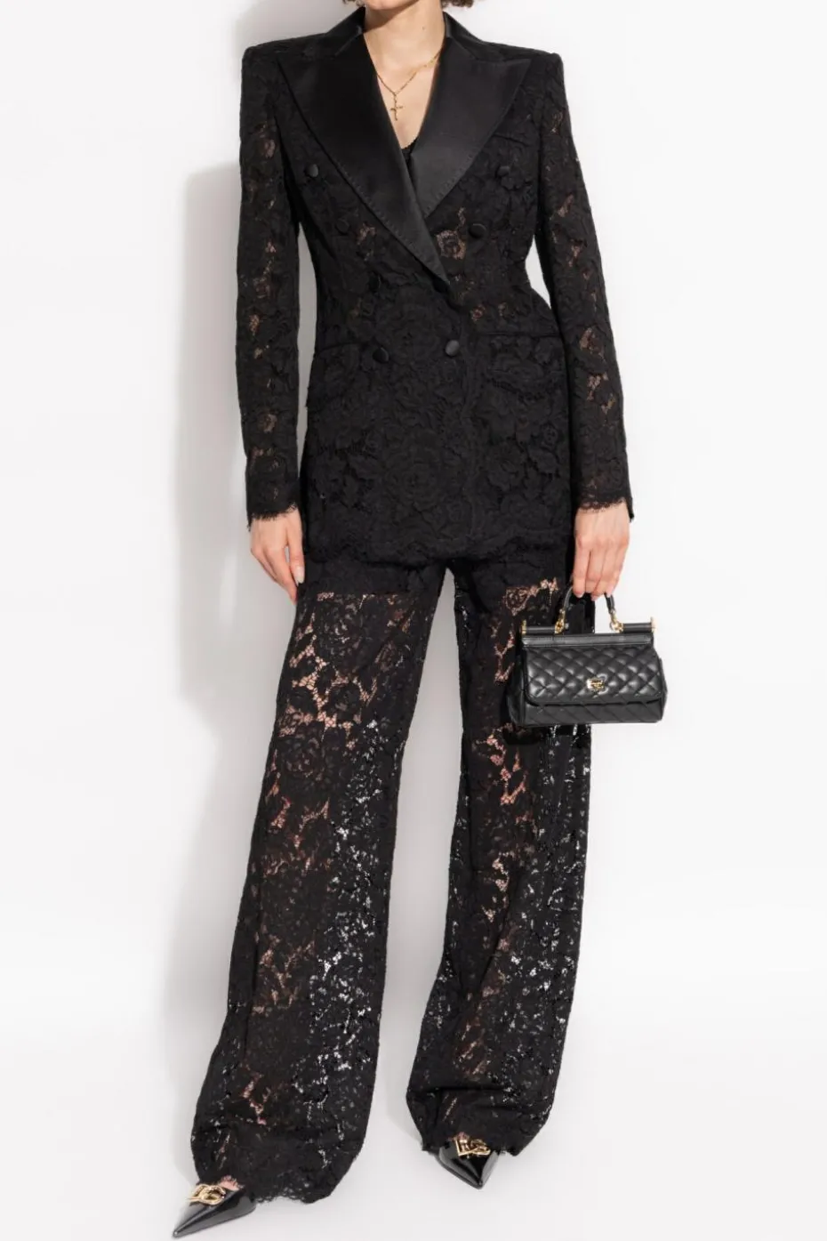 Dolce & Gabbana CZARNY Ażurowa marynarka