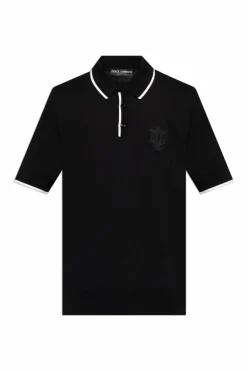 Dolce & Gabbana CZARNY Bawełniane polo z logo