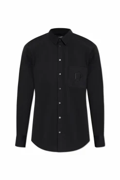 Dolce & Gabbana CZARNY Bawełniana koszula z kieszenią