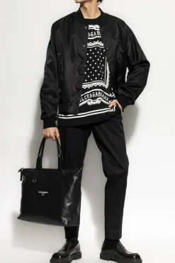 Dolce & Gabbana CZARNY Bawełniane spodnie