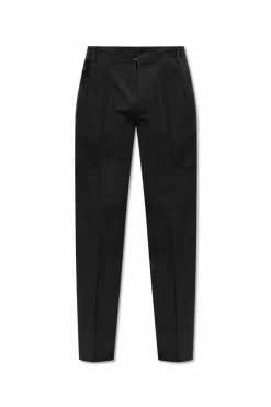 Dolce & Gabbana CZARNY Bawełniane spodnie w kant