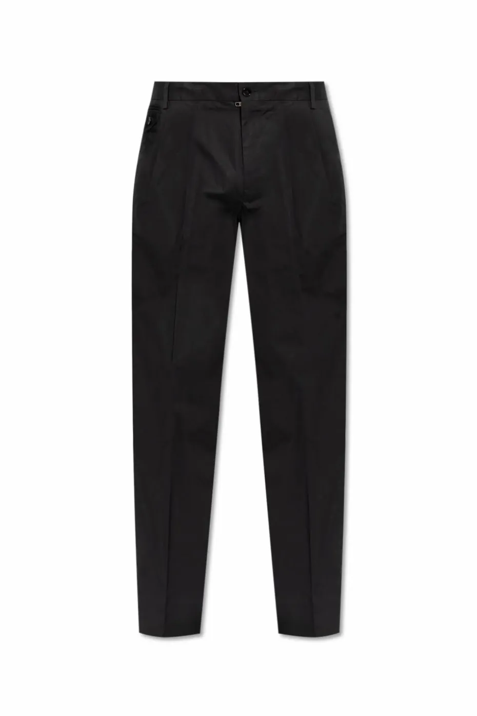 Dolce & Gabbana CZARNY Bawełniane spodnie w kant