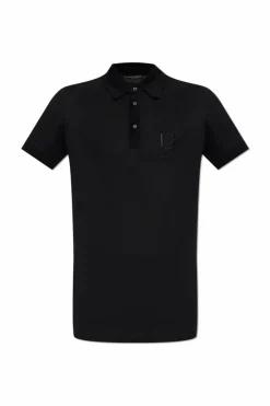 Dolce & Gabbana CZARNY Bawełniane polo z logo