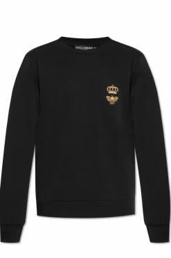 Dolce & Gabbana CZARNY Bluza z wyszytym logo lureksową nicią