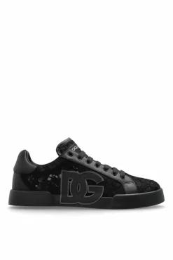 Dolce & Gabbana CZARNY Buty sportowe z koronkową wstawką