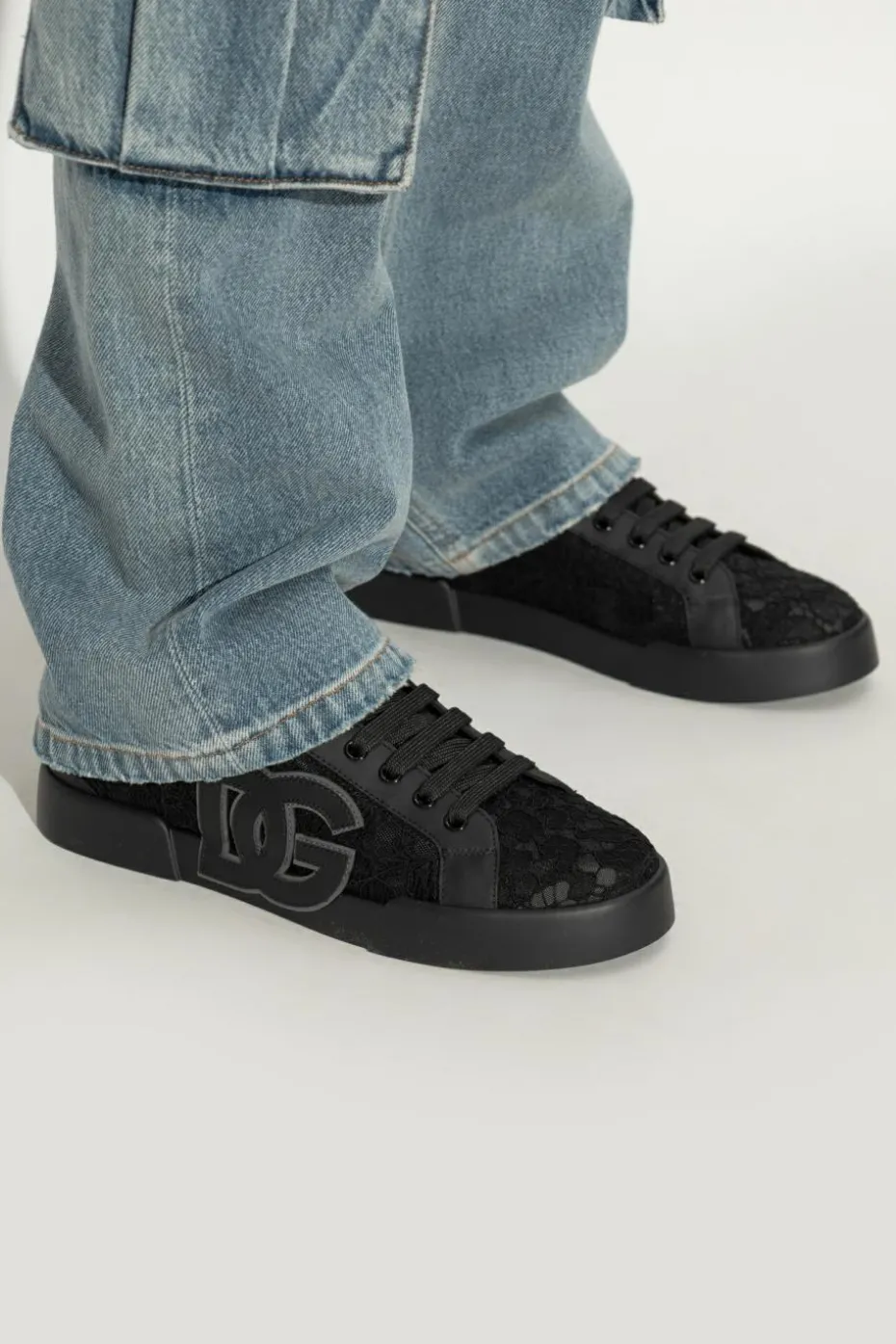 Dolce & Gabbana CZARNY Buty sportowe z koronkową wstawką
