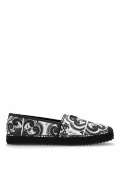 Dolce & Gabbana CZARNY Espadryle z nadrukiem `Majolica`