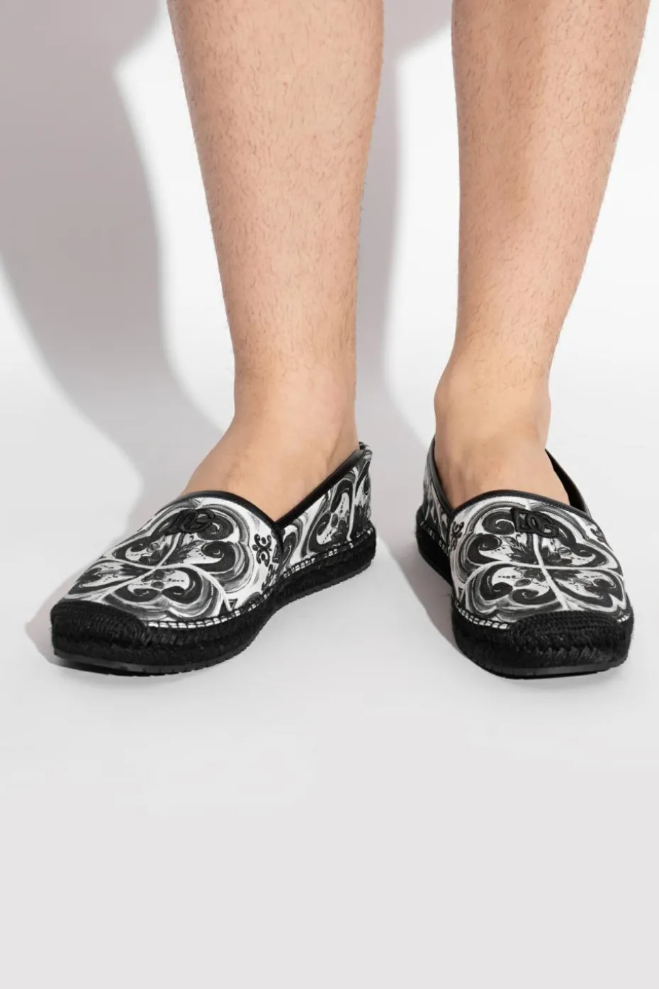 Dolce & Gabbana CZARNY Espadryle z nadrukiem `Majolica`