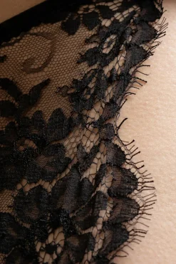 Dolce & Gabbana CZARNY Jedwabne figi z koronką