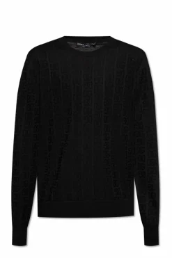 Dolce & Gabbana CZARNY Jedwabny sweter z monogramem
