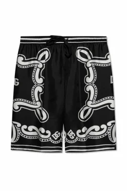 Dolce & Gabbana CZARNY Jedwabne szorty z nadrukiem